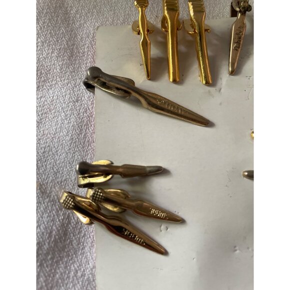 Vintage Tie Clip Collection Gold & Silver Tone Mens Assorted Designs - Picture 3 of 16